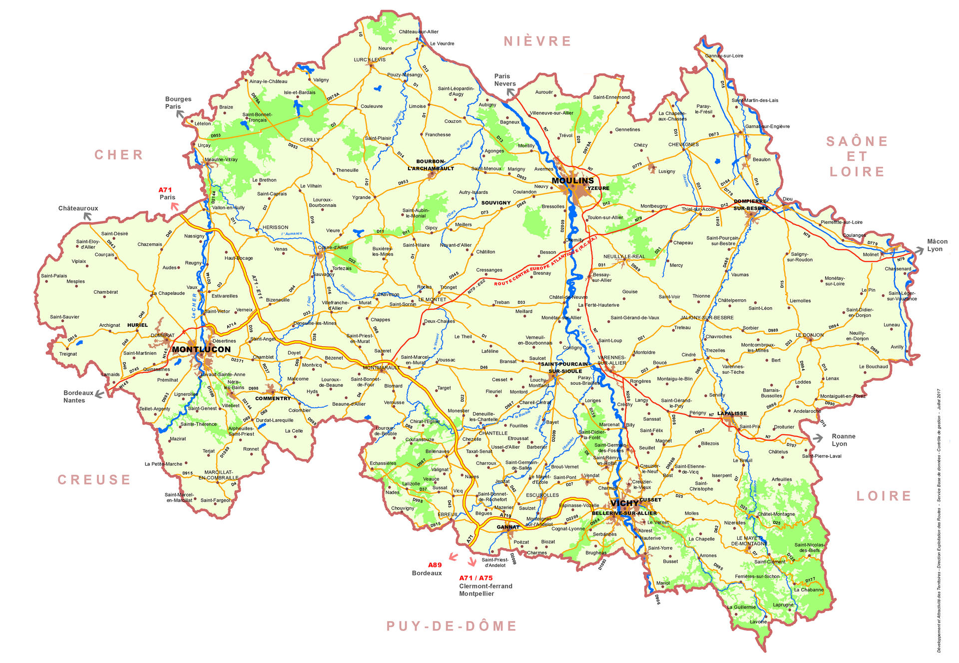 carte de l allier 03 Sa Geographie Conseil Departemental De L Allier carte de l allier 03